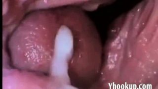 Camera inside vagina showing cum _