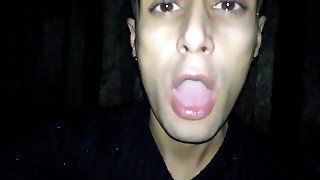 Play with cum in mouth after cruising - swallowing stranger cum