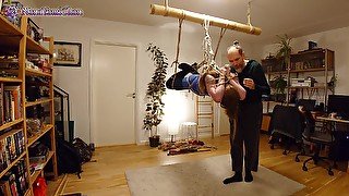 Girl In Shibari Session Suspension With 3 Transitions!