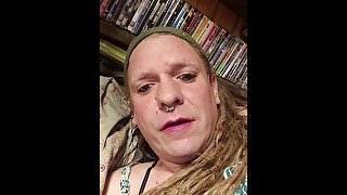 Sissy faggot crossdresser uses fuck machine