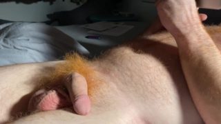 Watching porn. Watch it grow. Cum on my hairy body