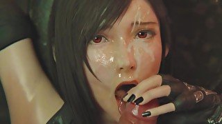 Final Fantasy porn Tifa gives a deep-throat blowjob rule34 3D hentai