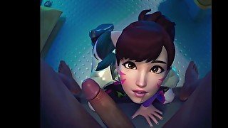 Overwatch Woman sucks it into milk