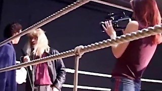 Nosy girl confronts  in ring a boxer girl