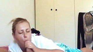 Cute gal sucking my dick deepthroat when I film her from POV