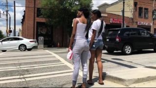 Street voyeur finds two sexy black girls with fabulous asses