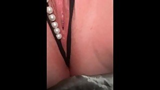 Tight wet pussy in crotchless panties