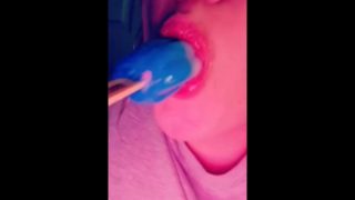 Slut wife sucking popsicle