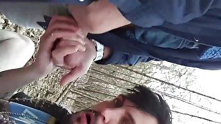 Sucking BIG DICK in the woods + cum