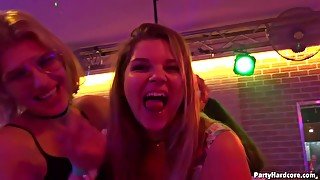 Horny guys and girls are having casual sex encounters in the night club, during the party