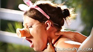 Peta Jensen - Little piggy Peta Jensen gobbles down a big cock