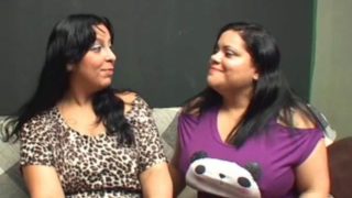 BBW Lesbian couple deep kissing