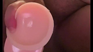 Thick dildo stretching my tight fat pussy