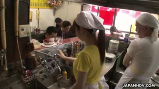 Waitress mimi asuka gets fingered and toyed by boss in a busy restaurant