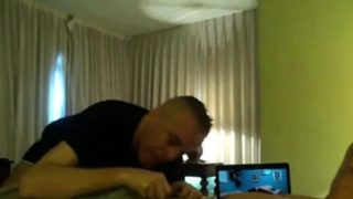 Guy watches straight porn while his buddy blows him