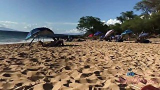 Gabbie Carter smokes a big joint naked on a public beach