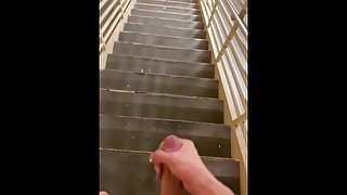 Cumming all over the stairs of a casino in vegas