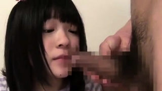 Small titted asian beauty giving blowjob