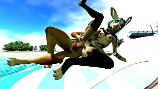 Doggy And Bunny At The Beach [second Life]