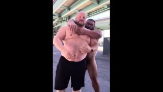 Master and his hubby after their workout in the parking lot.