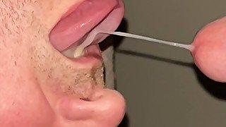 Slow Motion Closeup Blowjob & Jerk Off, Massive Cum Shot In My Mouth, Suck After Cumming, Cum Play