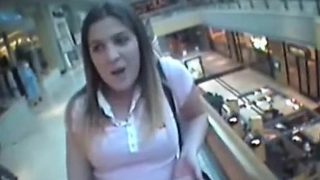 Teen girl with big boobs sucking cock in mall