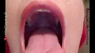 Redhead ScarletVixen Shows Off Her Sexy Mouth, Teeth, Tongue & Throat