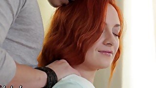 Hardcore fuck scene featuring a long-haired redhead with a perfect pussy