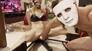 Hot Blonde is fucked by strange masked man.