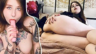 INTENSIVER ORGASMUS! Tattoo Babe mit DICKEN TITTEN fickt sich!