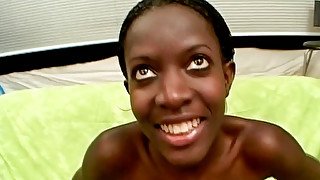 Hot Ebony teen 18+ Grateful For Her European Host She Gladly Sucks Him And His Friend Off