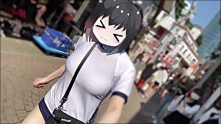 【Ｉカップ変態巨乳女子大生とうふ】ノーブラランニング巨乳体操着とブルマでおもちゃ装着💖して原宿の人混みを疾走してみたら、人が多すぎてまさかの結末に…