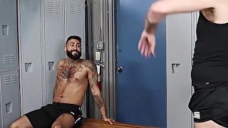 Locker room feet fucking and cumming