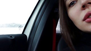 Pumped her mouth with cum!!! Outdoor sex in a car.