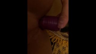 Sissy uses vibrating dildo