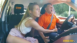 Alexis Crystal fails the driving test and gets fucked to pass