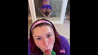 TATUM ALLAND GIVES SLOPPY BLOWJOB IN FRIENDS BATHROOM AT HALLOWEEN PARTY