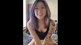 Asian Trans Girl Rides Big Dildo (free preview)