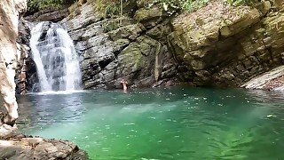 Magical queer trans waterfall swim and masturbation