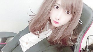 【沢山抜いてくださいね♡】エロかわいいOLに大変身！えちえち女装射精