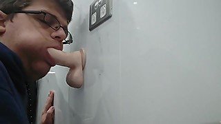 Sucking My Dildo on the Wall 4