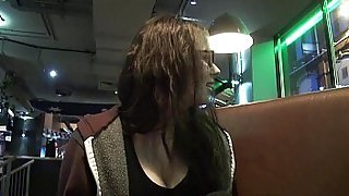 Upskirts toilet trip peeking and secret voyeur masturbation in a public bar