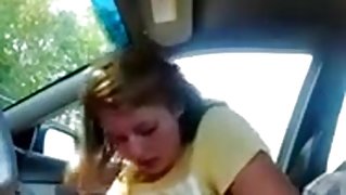 Outdoor car blowjob