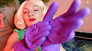 Purple household gloves ASMR sexy video (Arya Grander)