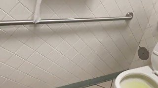 Getting Caught Fucking In Public Bathroom. Faggot Licks Cum Off Floor