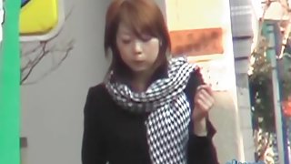 Kinky sharking of a Japanese girl in a short skirt