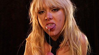 Velvet Noose: Sexy Blonde Babe Ties Up A Dick And Deepthroats Before Swallowing