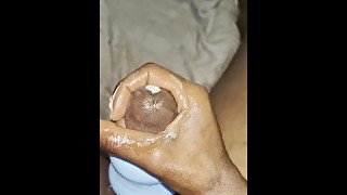 Oiled black dick used hello cake stroker