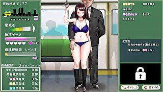 【痴〇追想曲～狙われた通学電車 実況(体験版)】巨乳J〇がおっぱい揉まれたりキスされたり手マンされたり・・・(おさわり同人エロゲー hentai game）