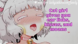 Erotic ASMR Cat Girl Gives You Breathy Kisses, Ear Licks, and Moans